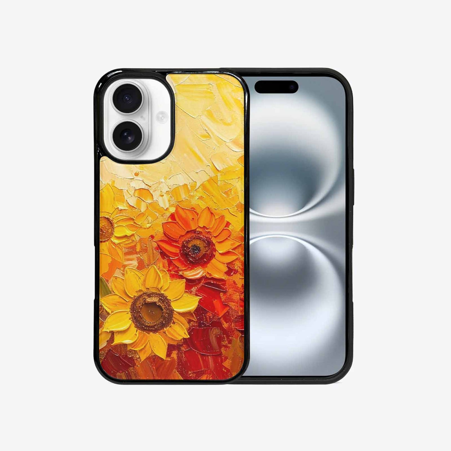 iPhone 16 Case — Impressionist Sunflower Brushstroke Pattern Hundreds Of, Custom Designed Case Cover