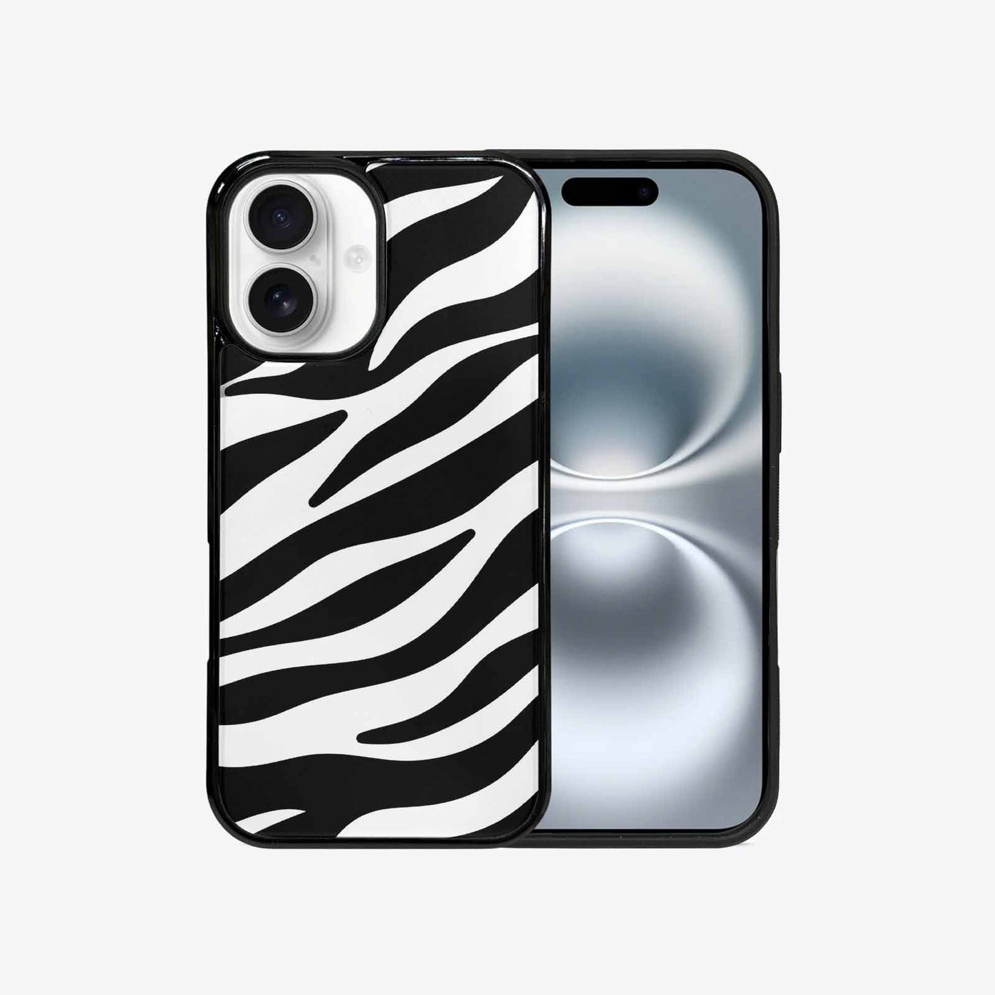 iPhone 16 Case — Zebra Print Black White Custom, Original Design Phone Case