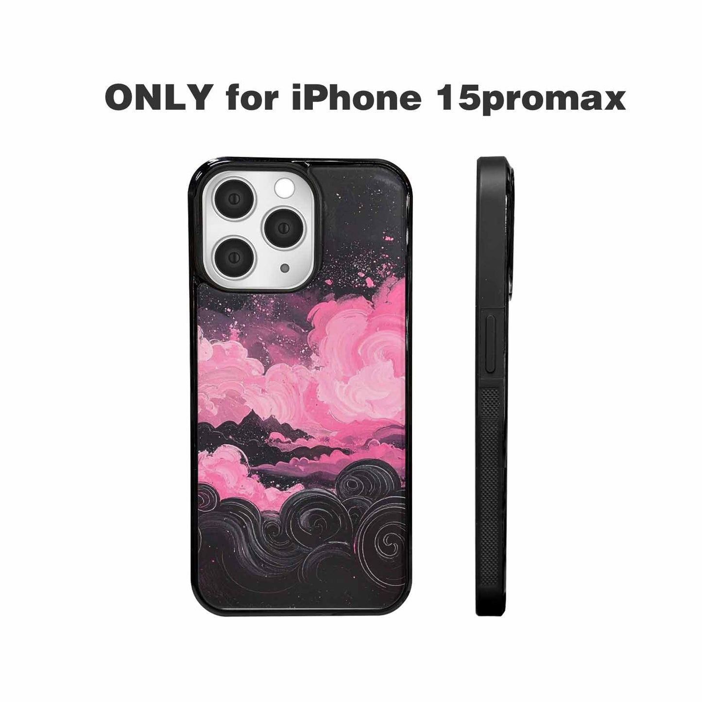 iPhone 15 Pro Max Case — Van Gogh Swirl Black Pink Ink, Original Design Phone Case