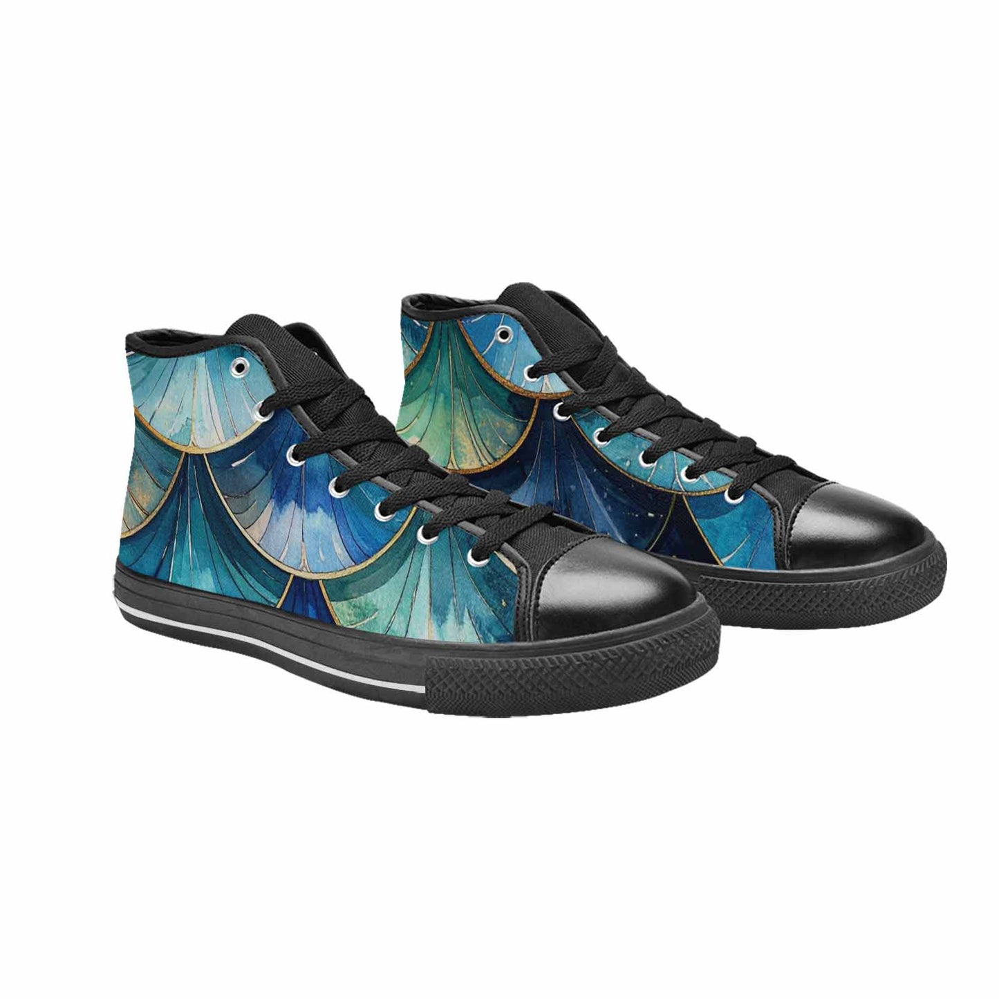 MEN'S Mermaid Scale High Top Canvas Wallpaper Art Shoes