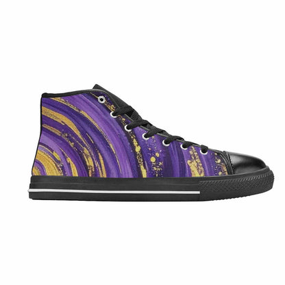 WOMEN'S Starry Night Nebula Brushstroke High Top Canvas Surreal Sneakers