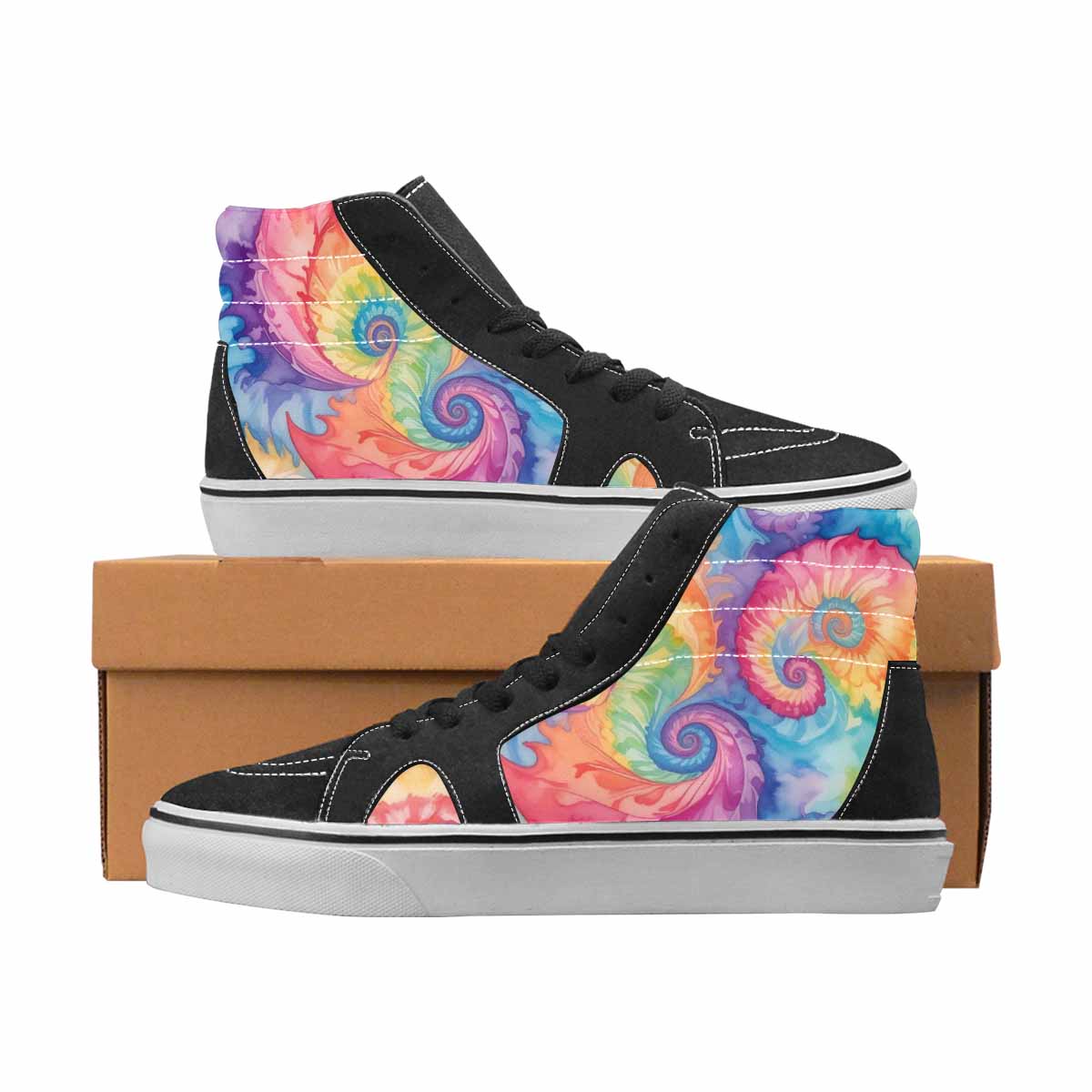 WOMEN'S Tie Dye High Top Canvas Bold Print Y2K Custom Sneakers