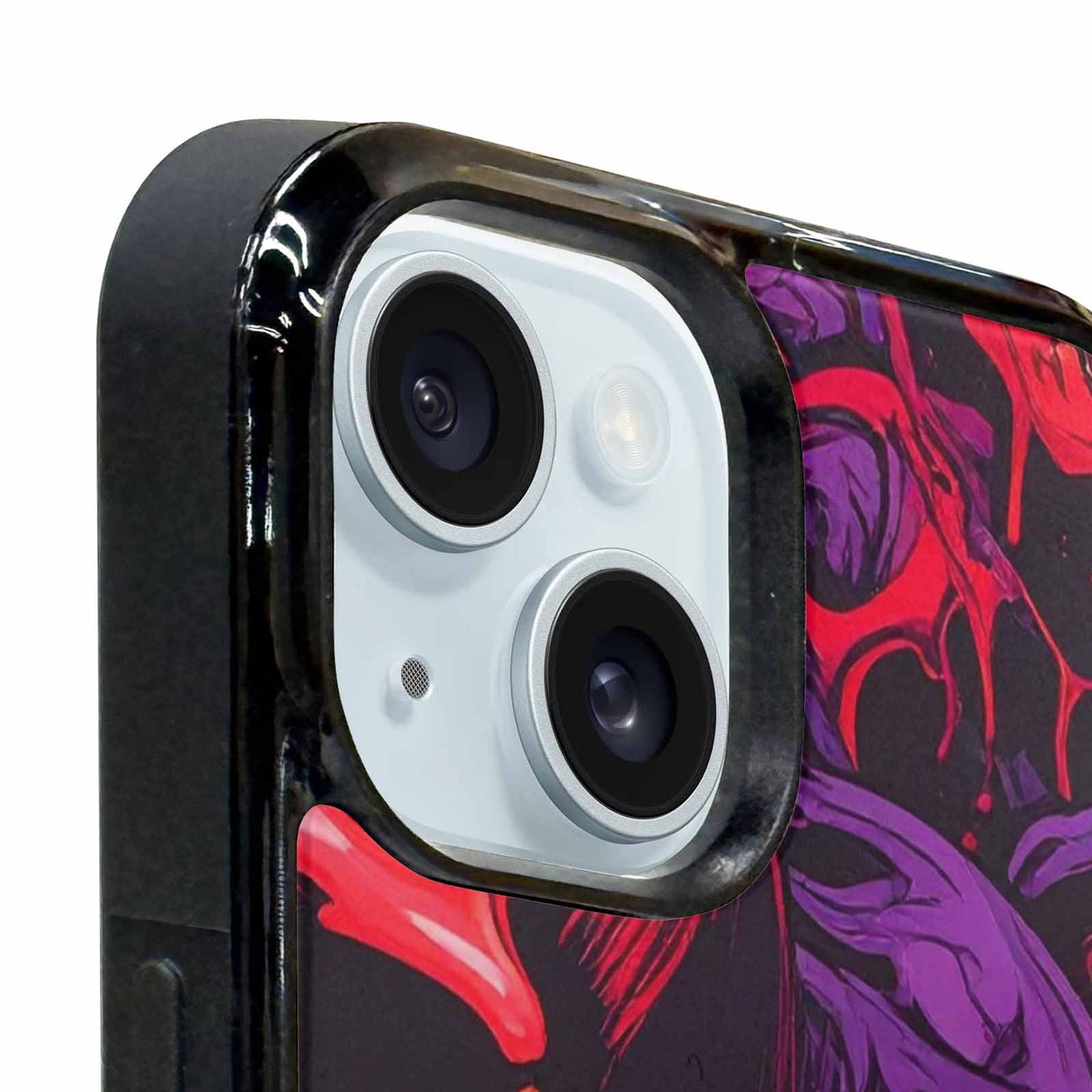 iPhone 15 Plus Case — Red Purple Skeletons Neon Drip Melting, Custom Designed Case Cover