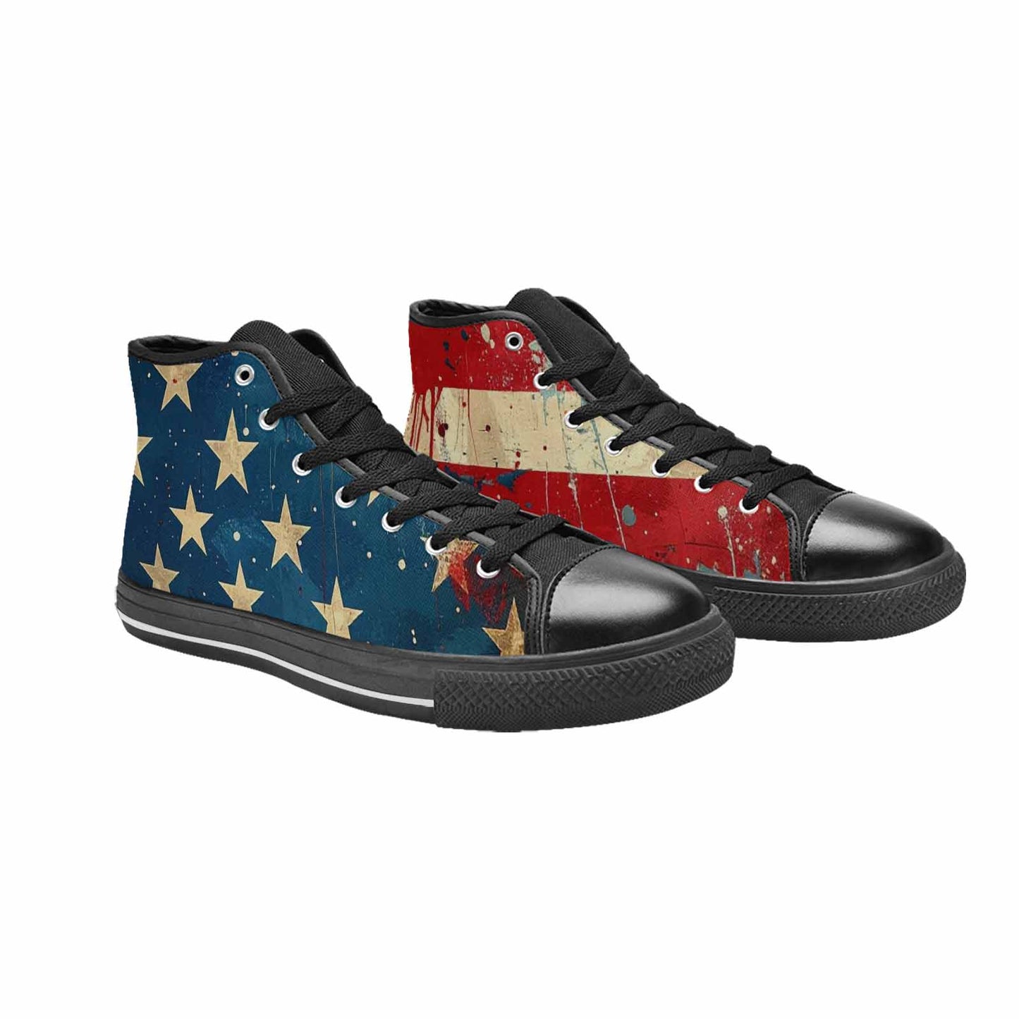 MEN'S American Flag Stars High Top Canvas Wallpaper Art Sneakers