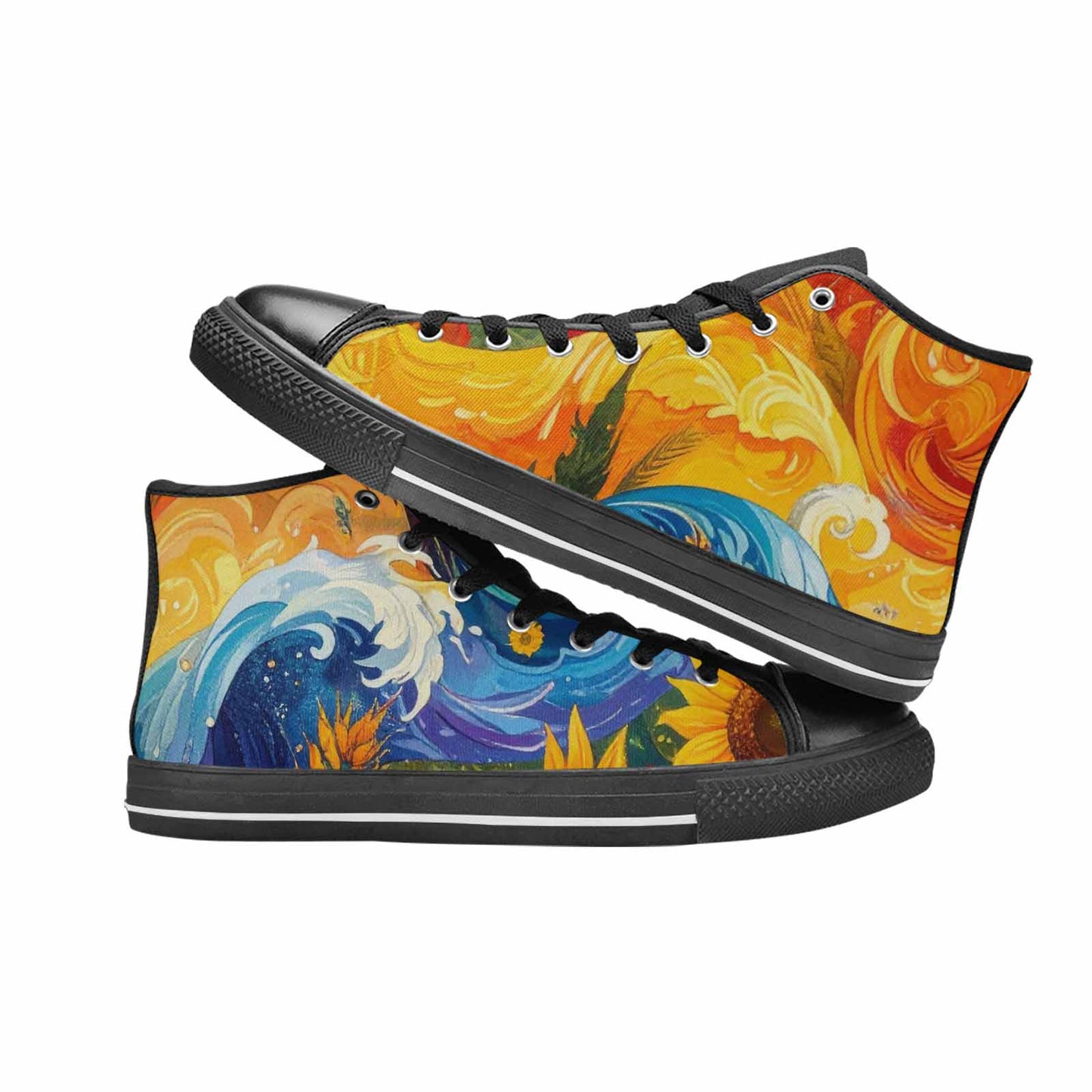 WOMEN'S Blend All Versions High Top Canvas Wallpaper Art Shoes
