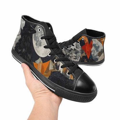 WOMEN'S Wolf Silhouette Moon High Top Canvas Aesthetic Custom Shoes
