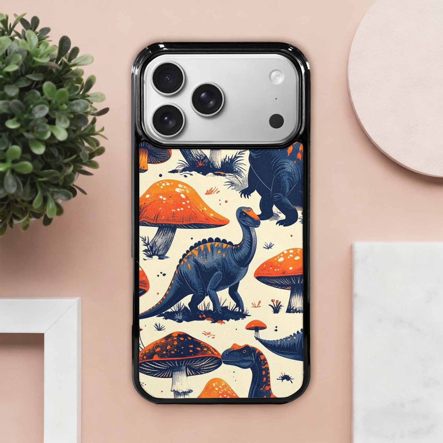 iPhone 17 Pro Max Case — Vintage Dinosaurs Mushroom Retro Vintage, Custom Made Phone Cover