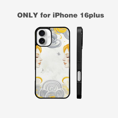 iPhone 16 Plus Case — Gemini Twins Zodiac Pattern Seamless Repeat, Custom Printed Phone Case