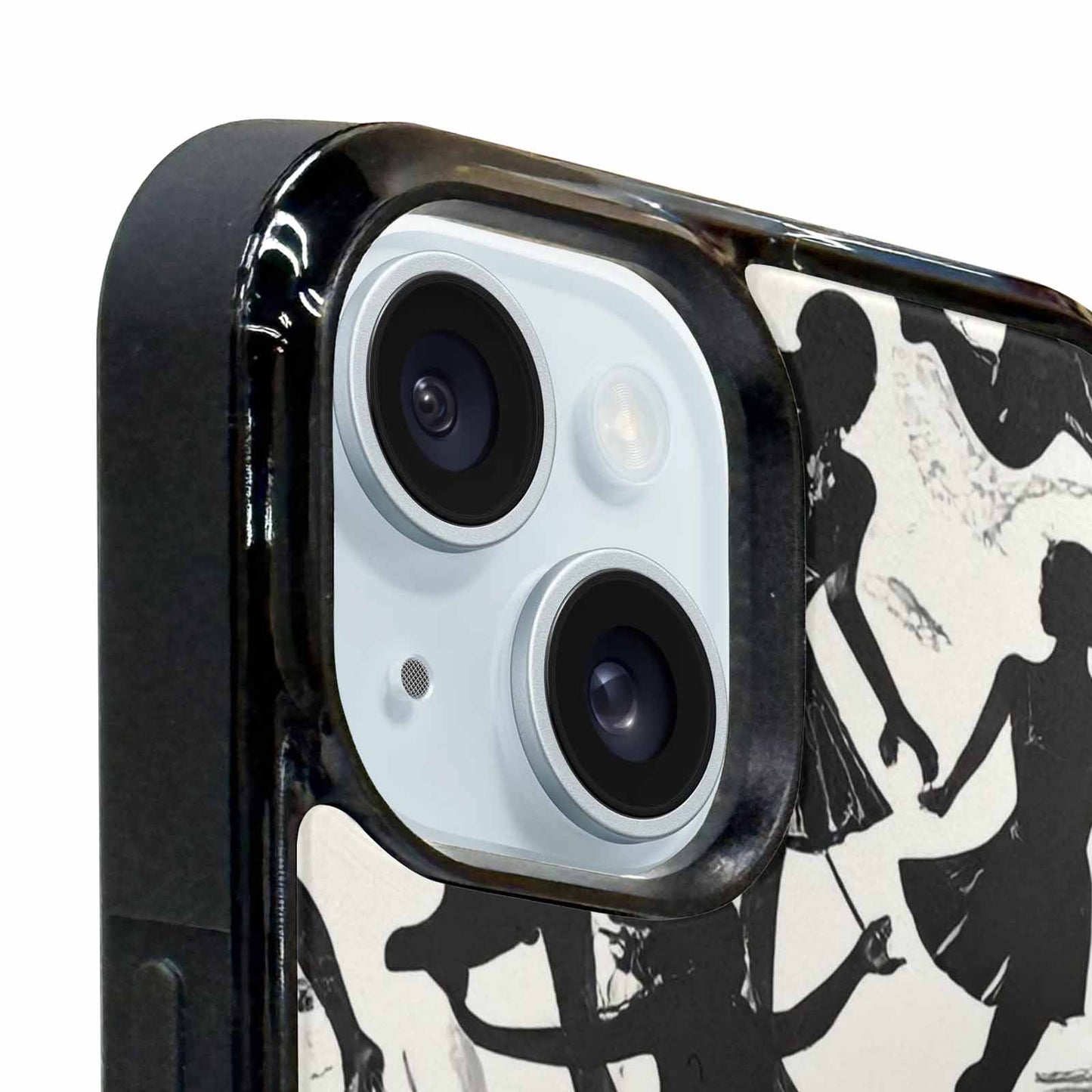 iPhone 15 Plus Case — Bold Dancing Figure Line Art Pattern, Custom Designed Case Cover