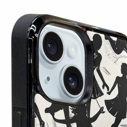 iPhone 15 Plus Case — Bold Dancing Figure Line Art Pattern, Custom Designed Case Cover