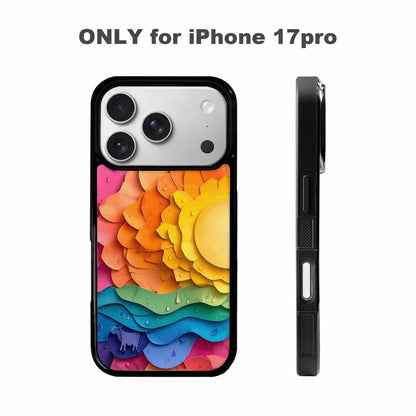 iPhone 17 Pro Case — Iridescent Cow Print Sun Original Art, Original Design Phone Case