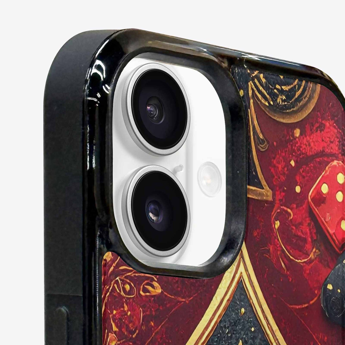 iPhone 16 Plus Case — Playing Card Suits Pattern Poker Chips, Custom Printed Phone Case