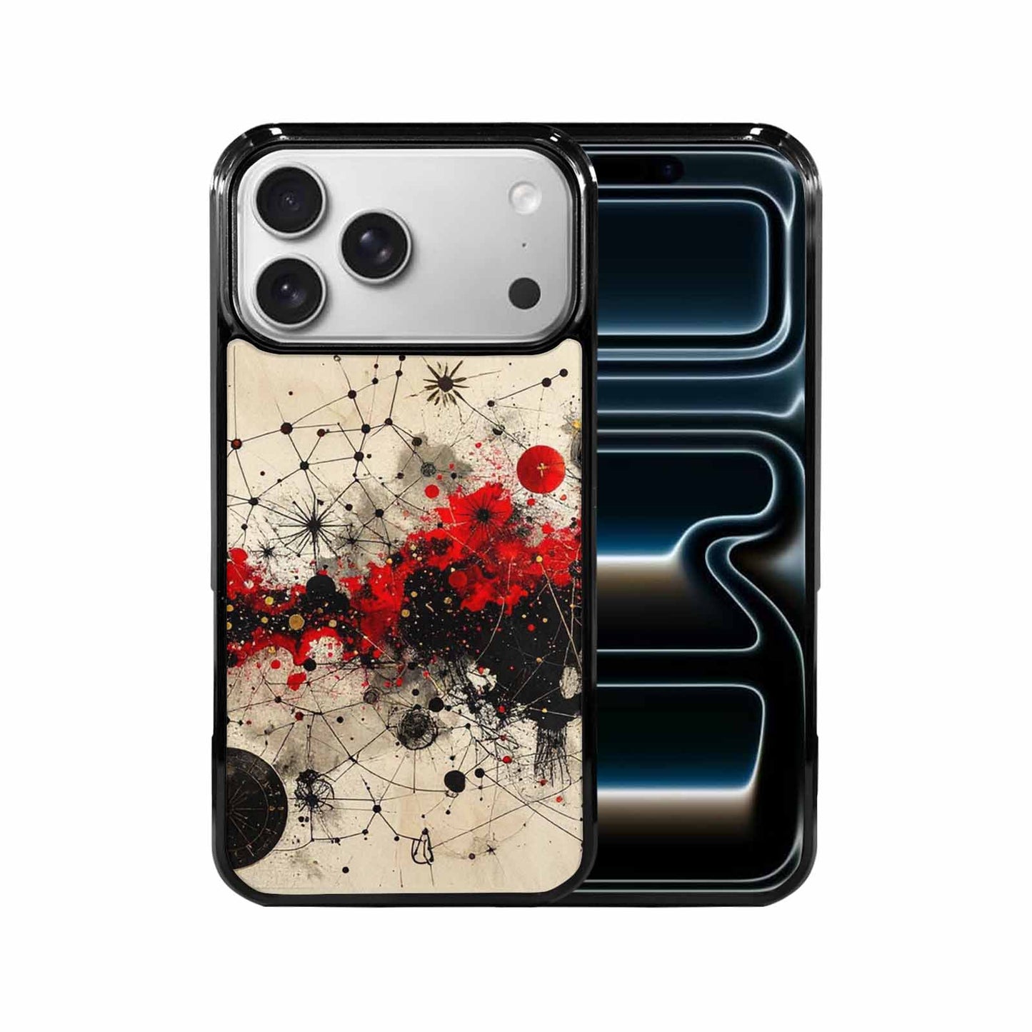 iPhone 17 Pro Max Case — Black &amp; Red Ink Original Art, Custom Designed Case Cover