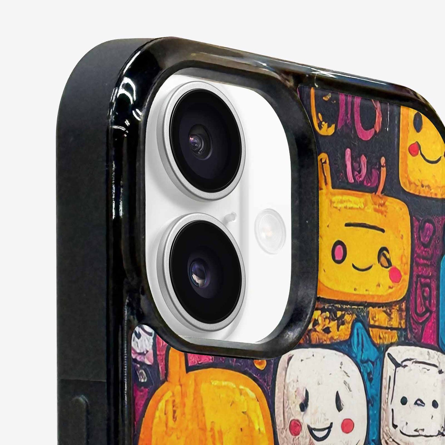 iPhone 16 Plus Case — Hand Drawn Icon Doodle Pattern Hundreds, Custom Designed Case Cover