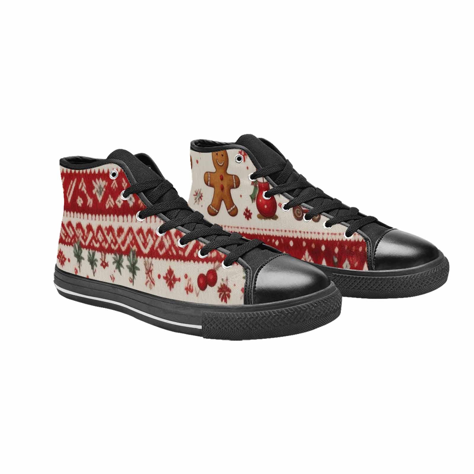 WOMEN'S Christmas Holly Snowflake High Top Canvas Vibrant Chaos Custom Shoes