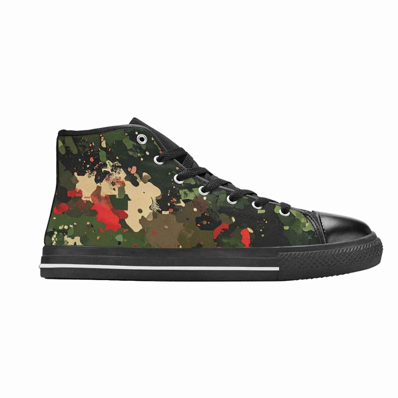 WOMEN'S Military Camouflage Blotch High Top Canvas Vibrant Chaos Shoes