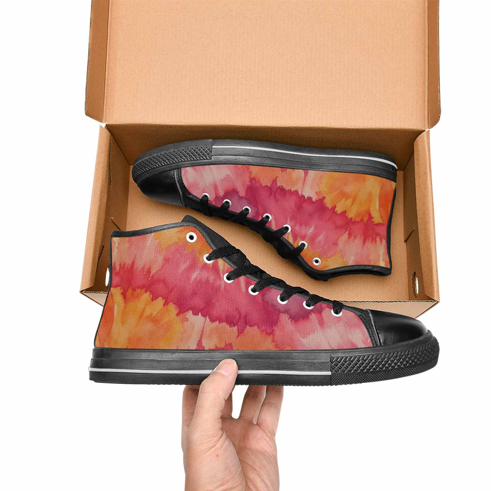 WOMEN'S Tie Dye - High Top Canvas Neon Fantasy Custom Sneakers