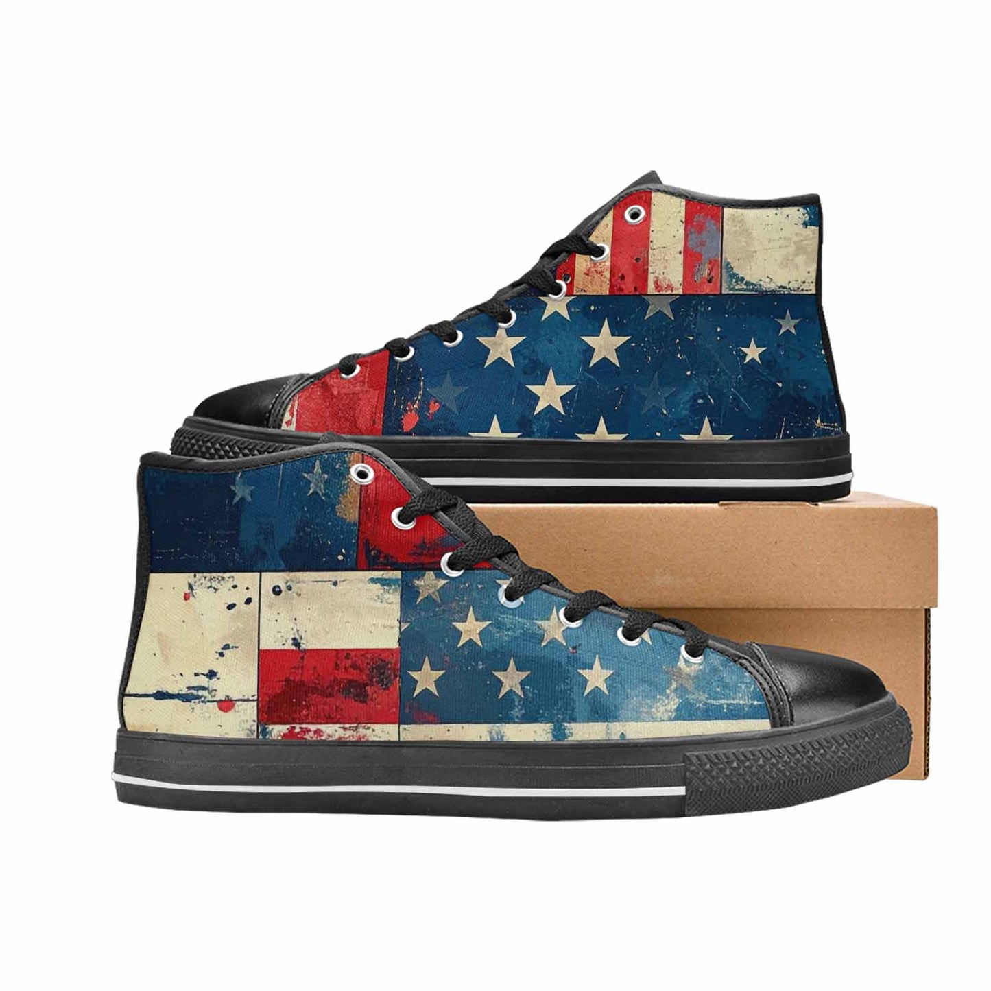 MEN'S American Flag Stars High Top Canvas Cottagecore Custom Sneakers