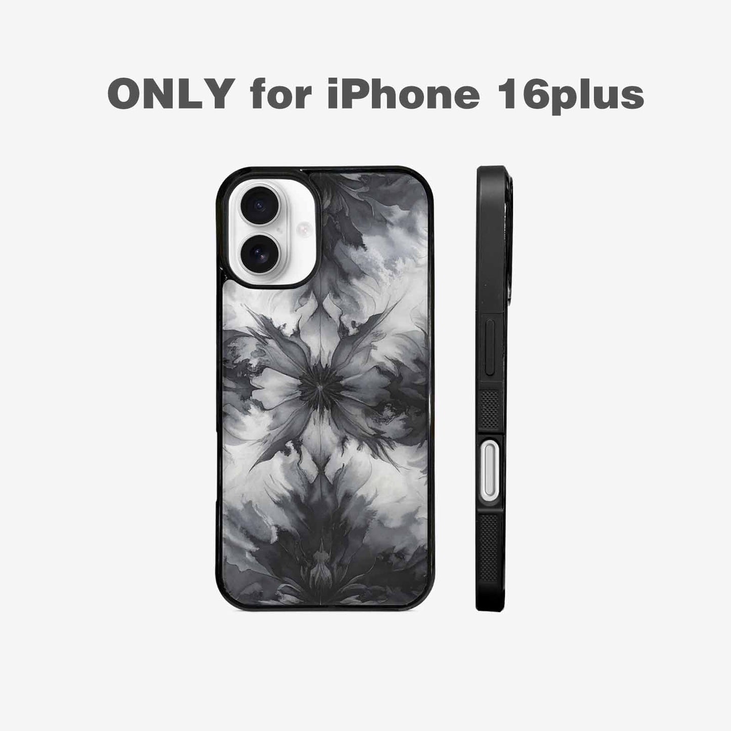 iPhone 16 Plus Case — Tie Dye Black And Gray Blended, Custom Printed Phone Case