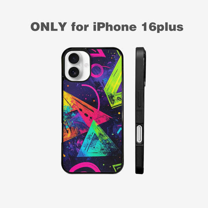 iPhone 16 Plus Case — Memphis Squiggles Triangles Dots, Custom Designed Case Cover