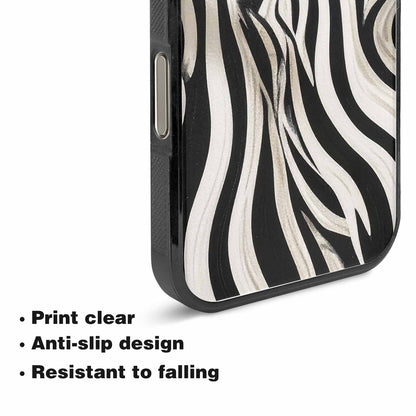 iPhone 15 Pro Max Case — Modern Zebra Stripe Print Crisp Black, Customized Protective Case
