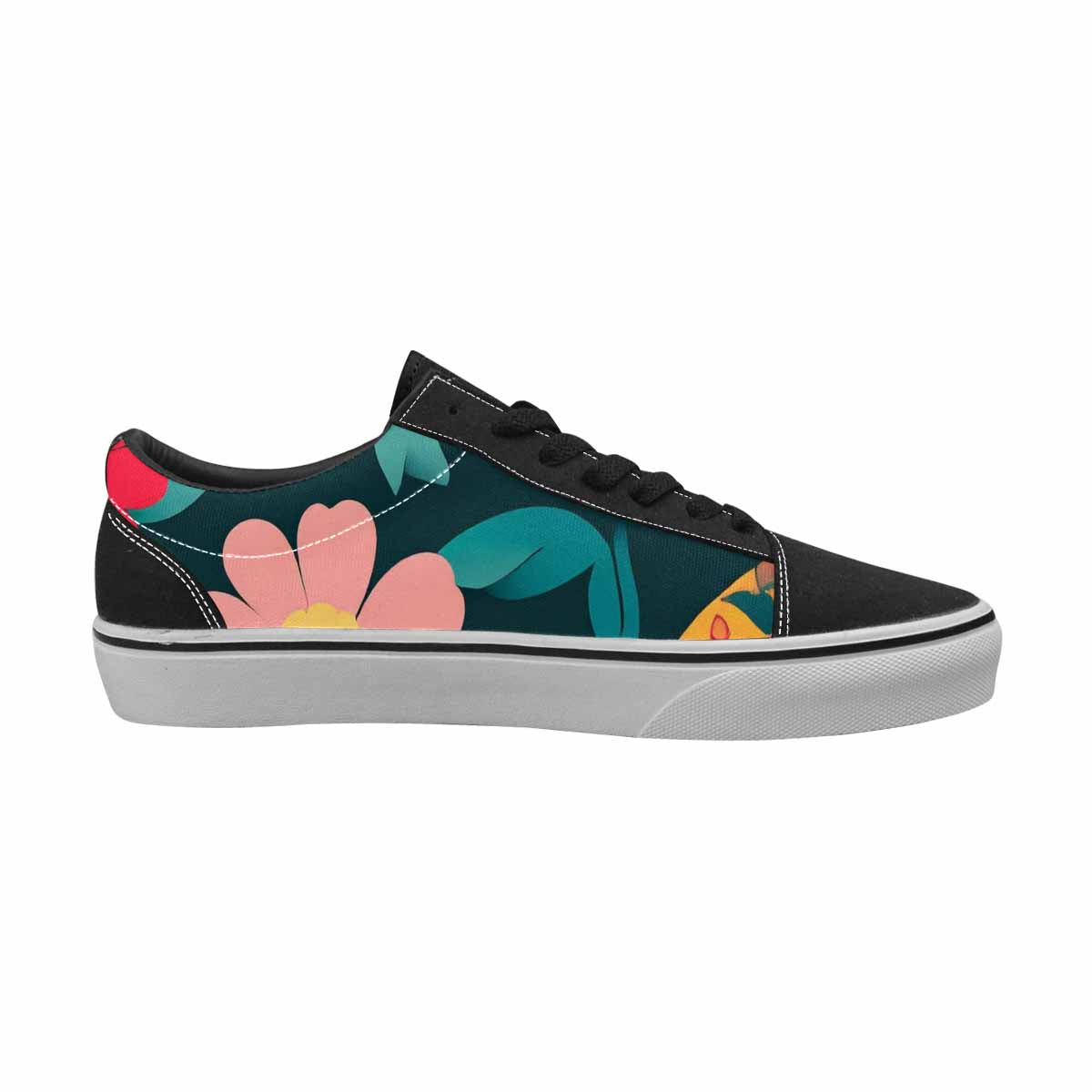 WOMEN'S Floral Snake Print Canvas Lace-Up Cottagecore Custom Shoes