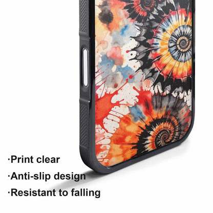 iPhone 17 Pro Case — Tie Dye Swirls Black Red Tie, Custom Phone Case