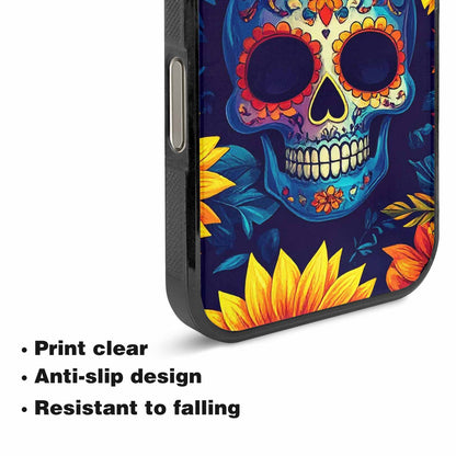 iPhone 16 Pro Case — Sunflower Skulls Print, Custom Art Phone Cover