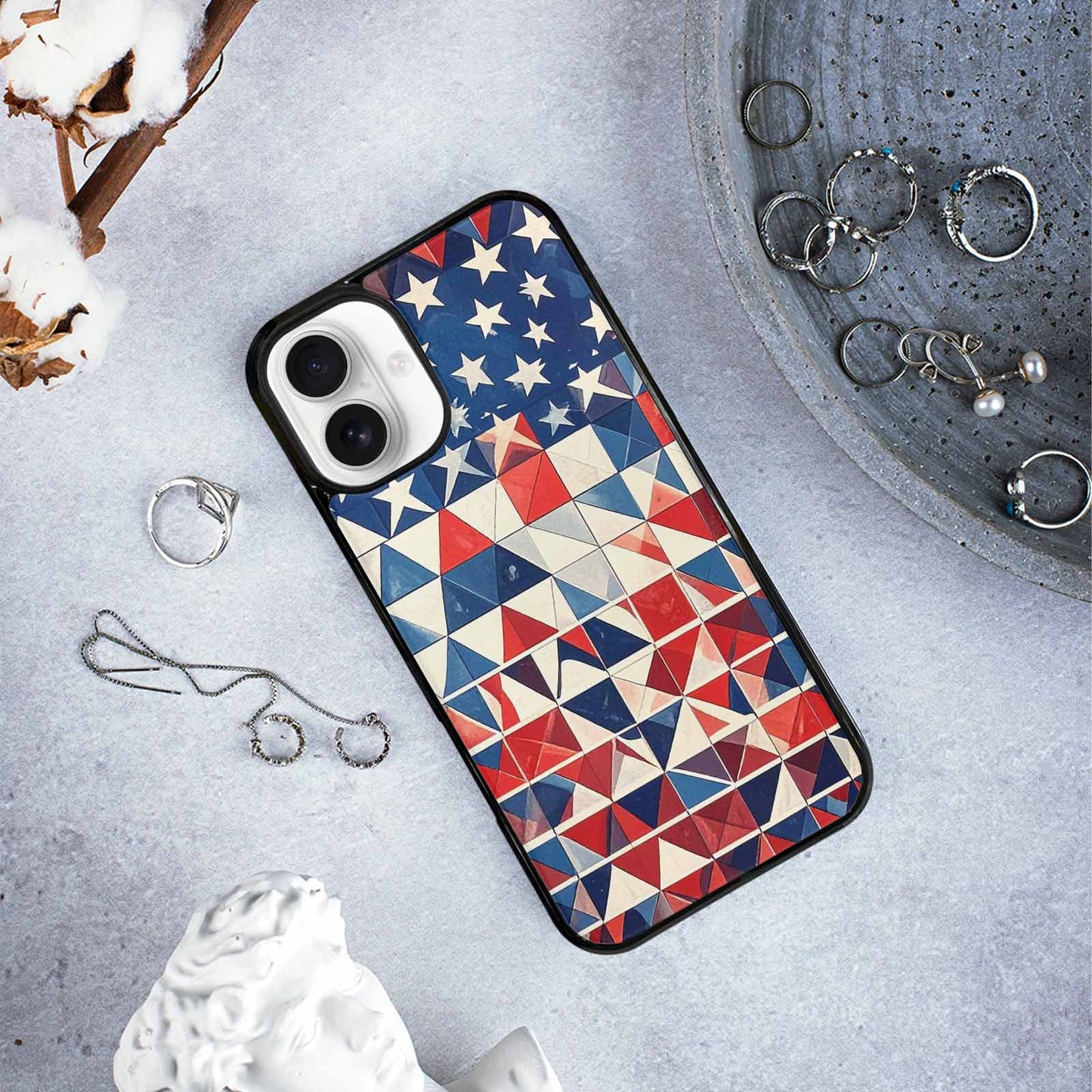 iPhone 16 Plus Case — Small American Flag Stars And Stripes, Personalized Phone Case