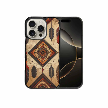 iPhone 16 Pro Case — Native American Geometric Pattern Arrows Feathers, Unique Phone Case Design