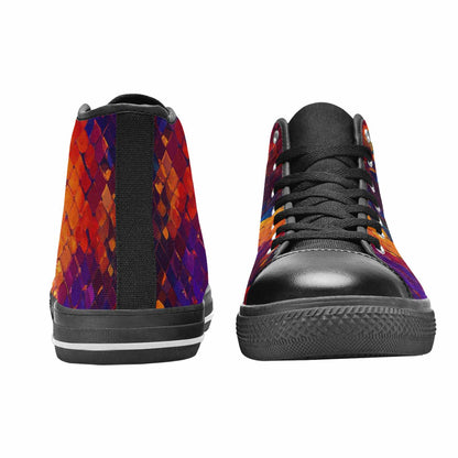 MEN'S Dark Snake Print High Top Canvas Surreal Shoes