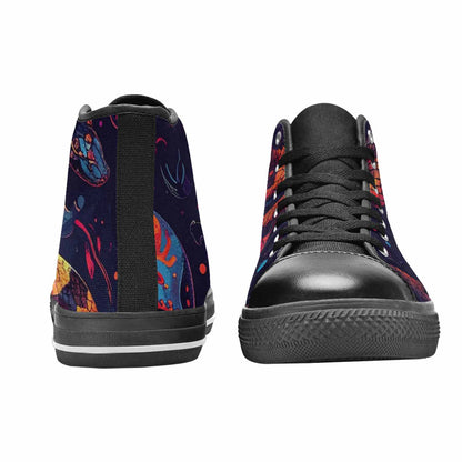 MEN'S Snake Skulls Print High Top Canvas Vibrant Chaos Shoes