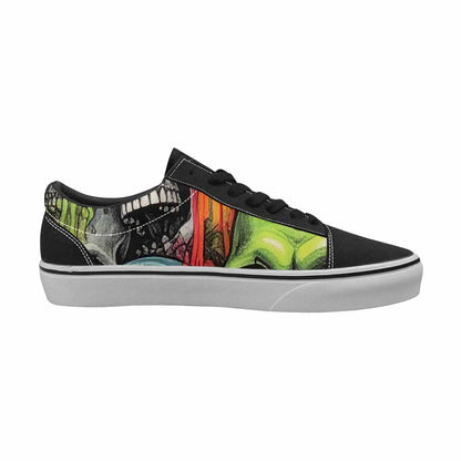 WOMEN'S Rainbow From Skull S Lace-Up Canvas Grunge Custom Shoes
