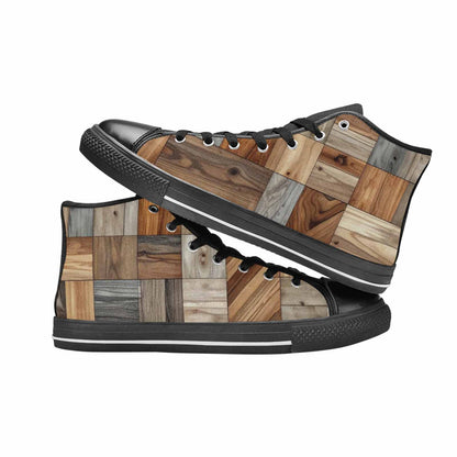 MEN'S Wood Grain Texture High Top Canvas Vivid Custom Shoes