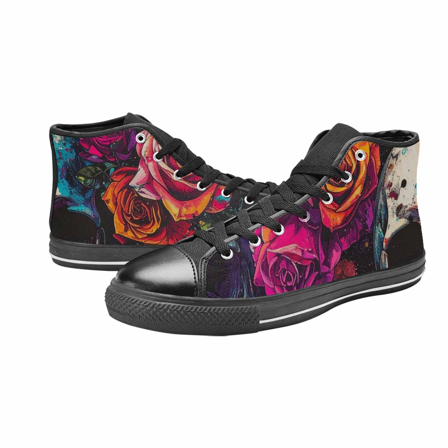 WOMEN'S Skulls Roses Acid Wash High Top Canvas Dreamcore Shoes