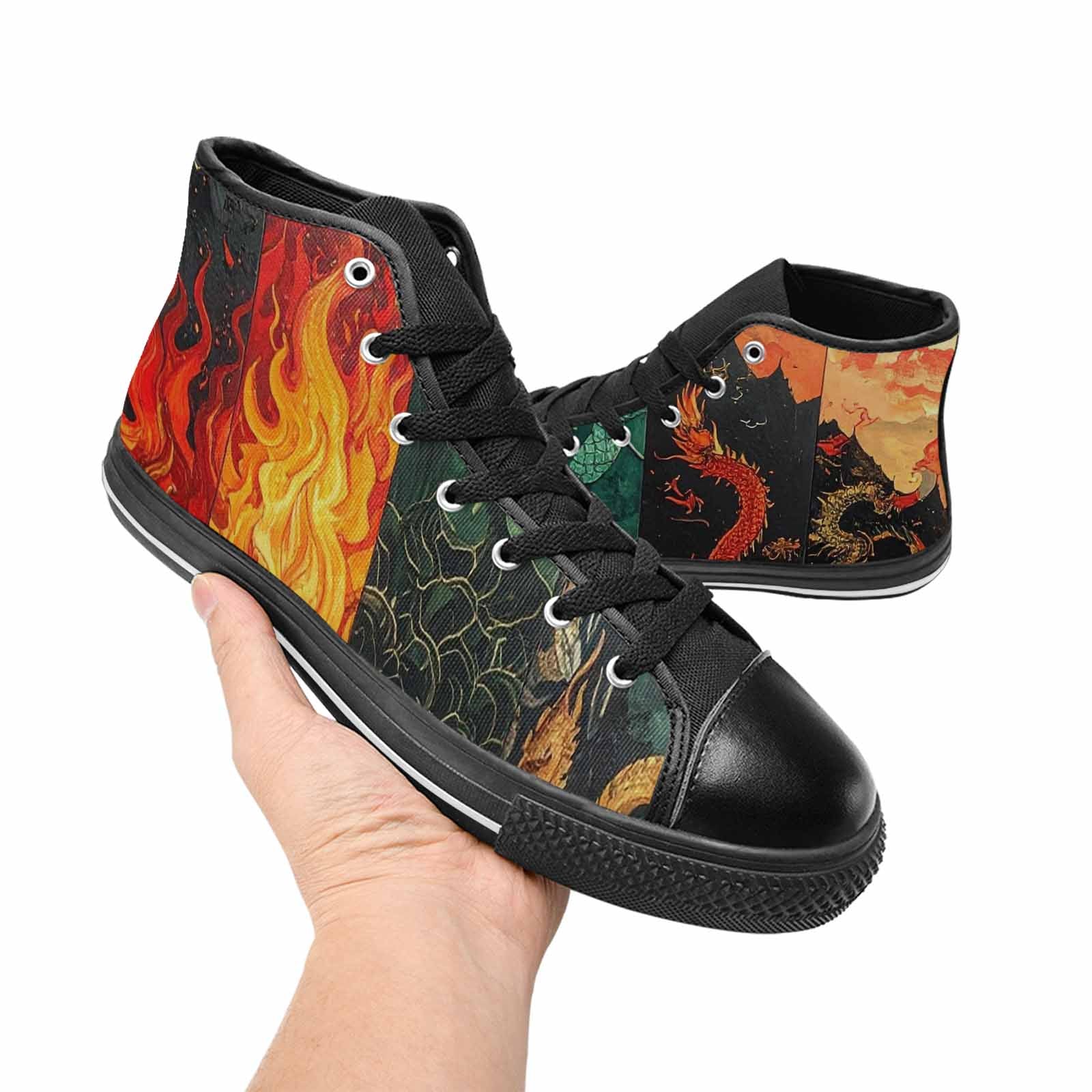 MEN'S Dragon Scale Fantasy High Top Canvas Wallpaper Art Sneakers