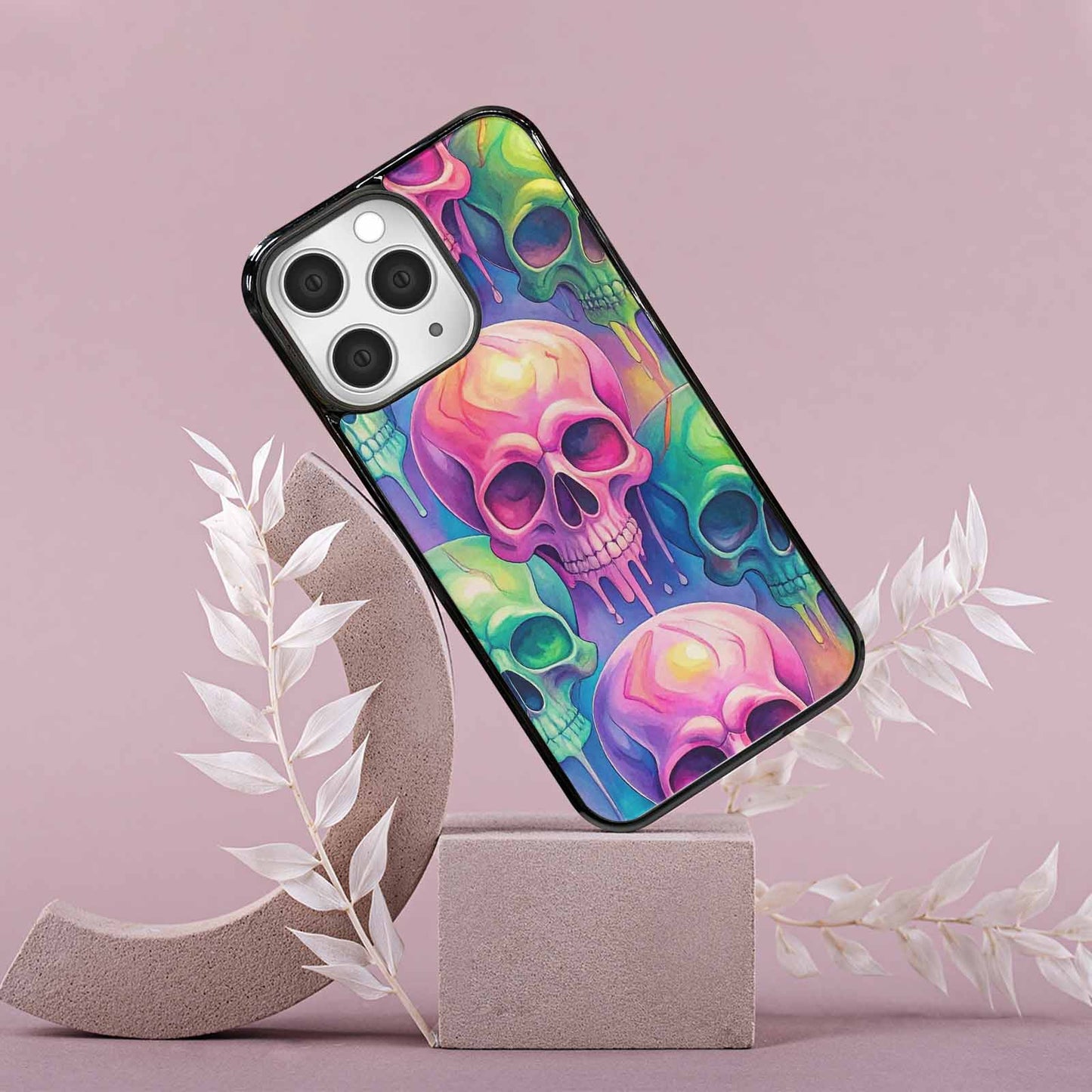 iPhone 15 Pro Max Case — Candy Color Dripping Skulls Custom, Custom Made Phone Cover