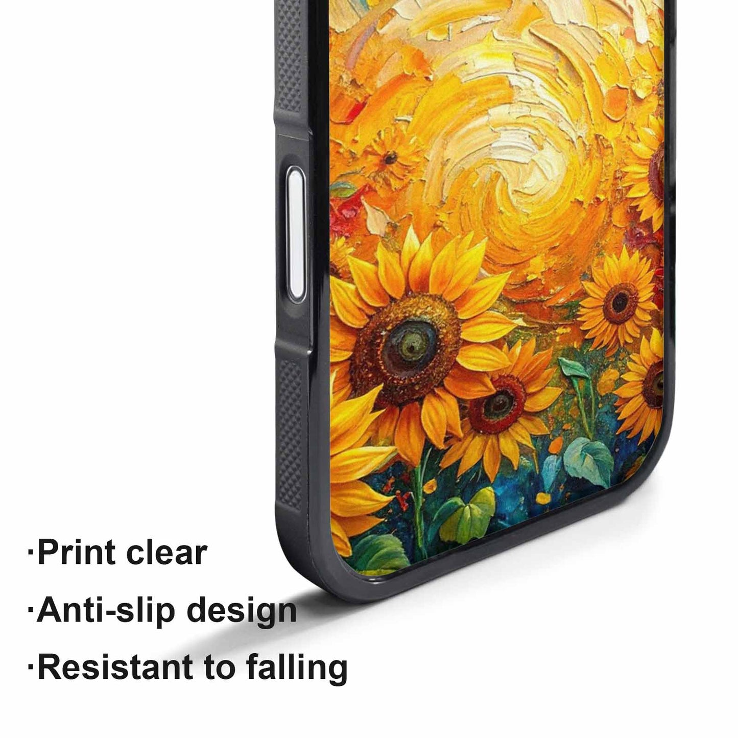 iPhone 17 Pro Max Case — Impressionist Sunflower Brushstroke Pattern Floral, Customized Protective Case