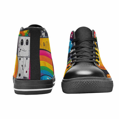 MEN'S Yellow Smiley Face High Top Canvas Dreamcore Custom Shoes