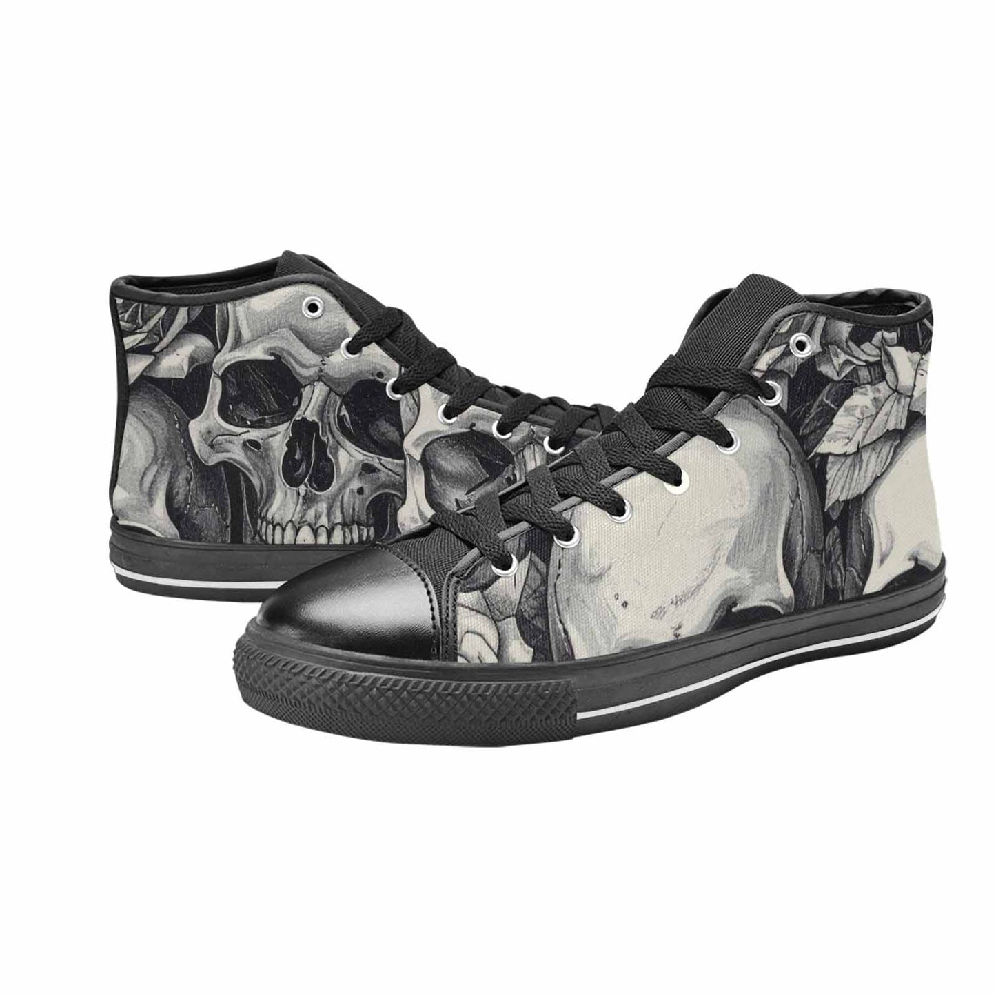 MEN'S Skulls Roses Pen Ink High Top Canvas Neon Fantasy Sneakers