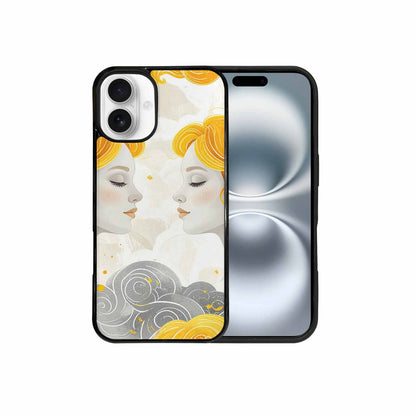 iPhone 16 Plus Case — Gemini Twins Zodiac Pattern Seamless Repeat, Custom Phone Case