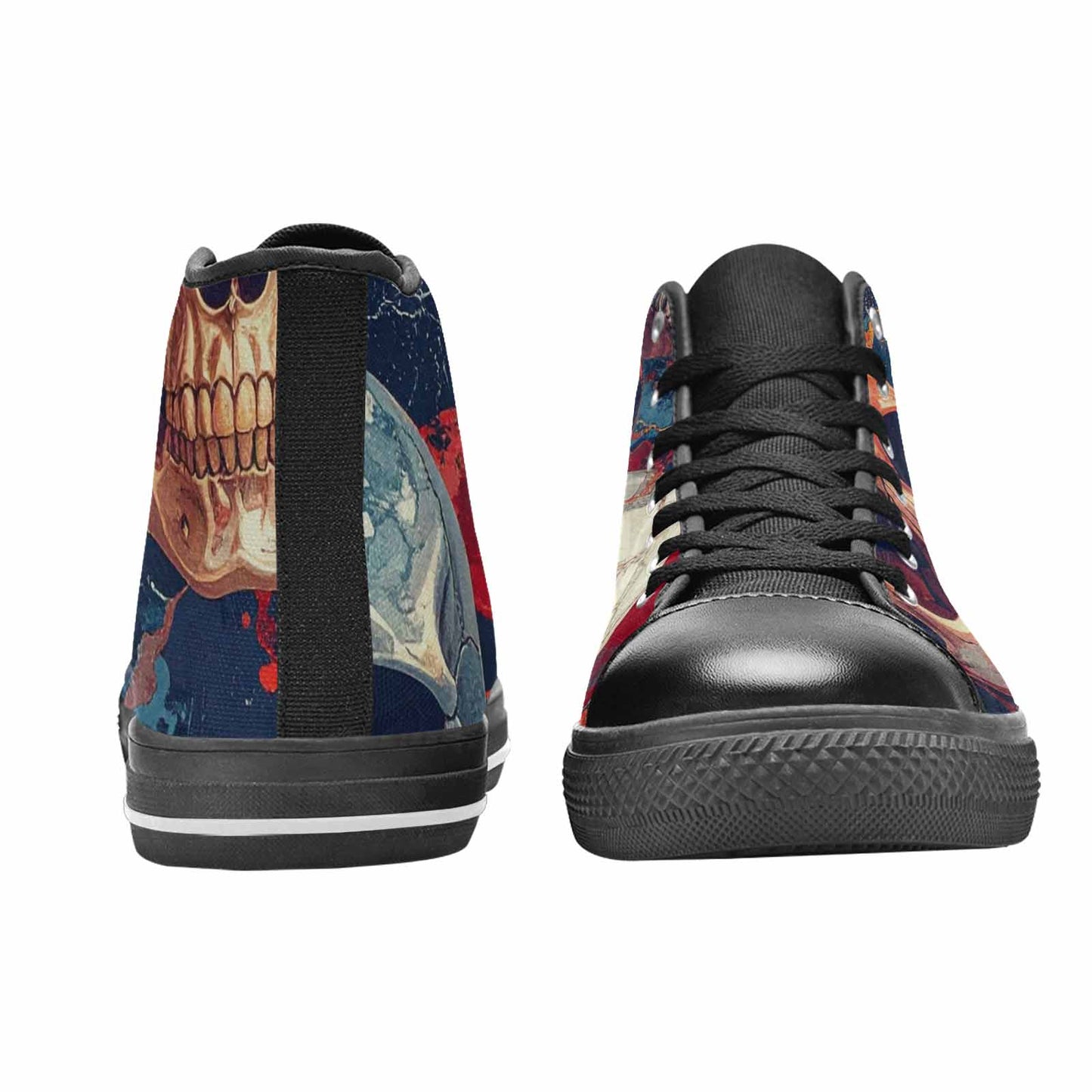 MEN'S Marble Skull High Top Canvas Vivid Custom Shoes