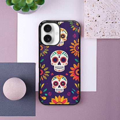 iPhone 16 Case — Sunflowers Hundreds Of Skulls Art Seamless, Custom Designed Case Cover