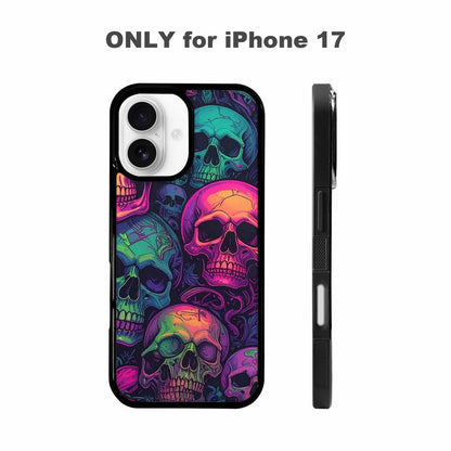 iPhone 17 Case — Skulls Neon Punk Small Gothic Skulls, Custom Made Phone Cover