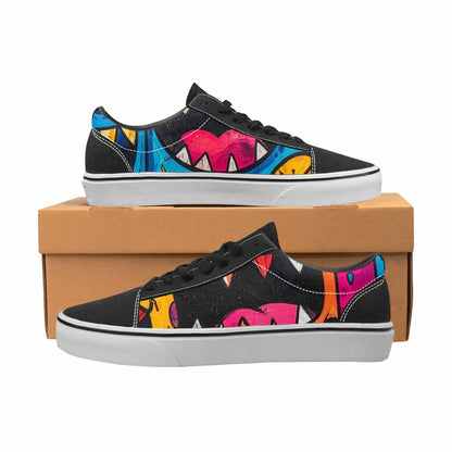 WOMEN'S Goofy Cartoon Monster Canvas Lace-Up Wallpaper Art Custom Shoes