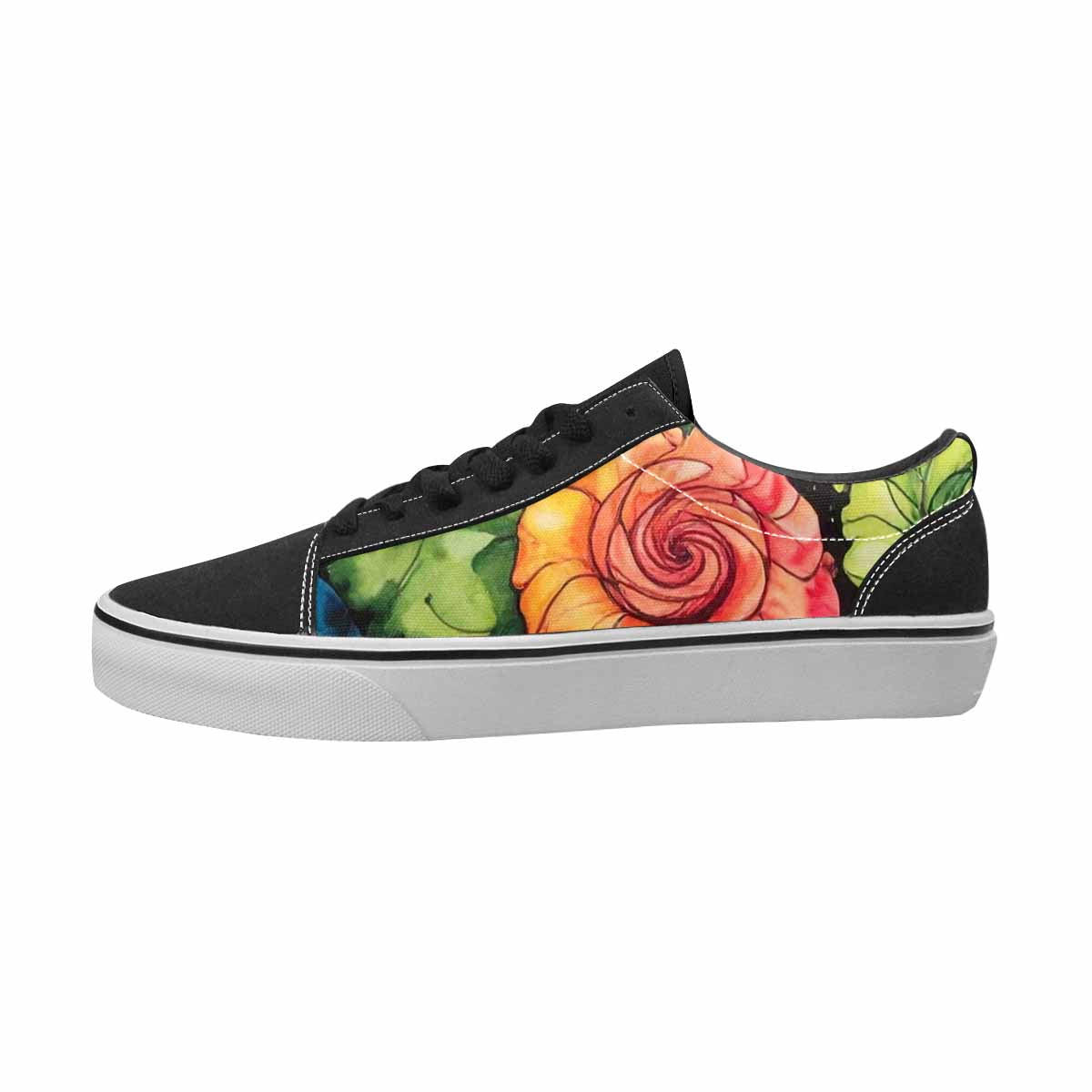 WOMEN'S Tie Dye Black & Green Ink Canvas Boutique Vibrant Chaos Custom Canvas Shoes