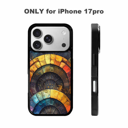 iPhone 17 Pro Case — Metallic Reptile Rainbow Arc Original Art, Unique Phone Case Design