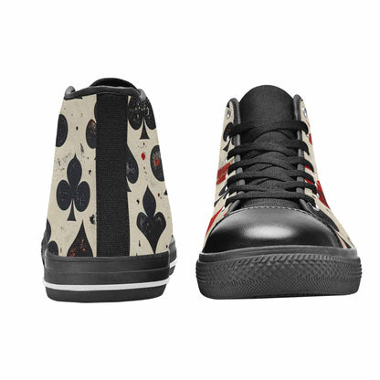 WOMEN'S Playing Card Suit High Top Canvas Neon Fantasy Shoes