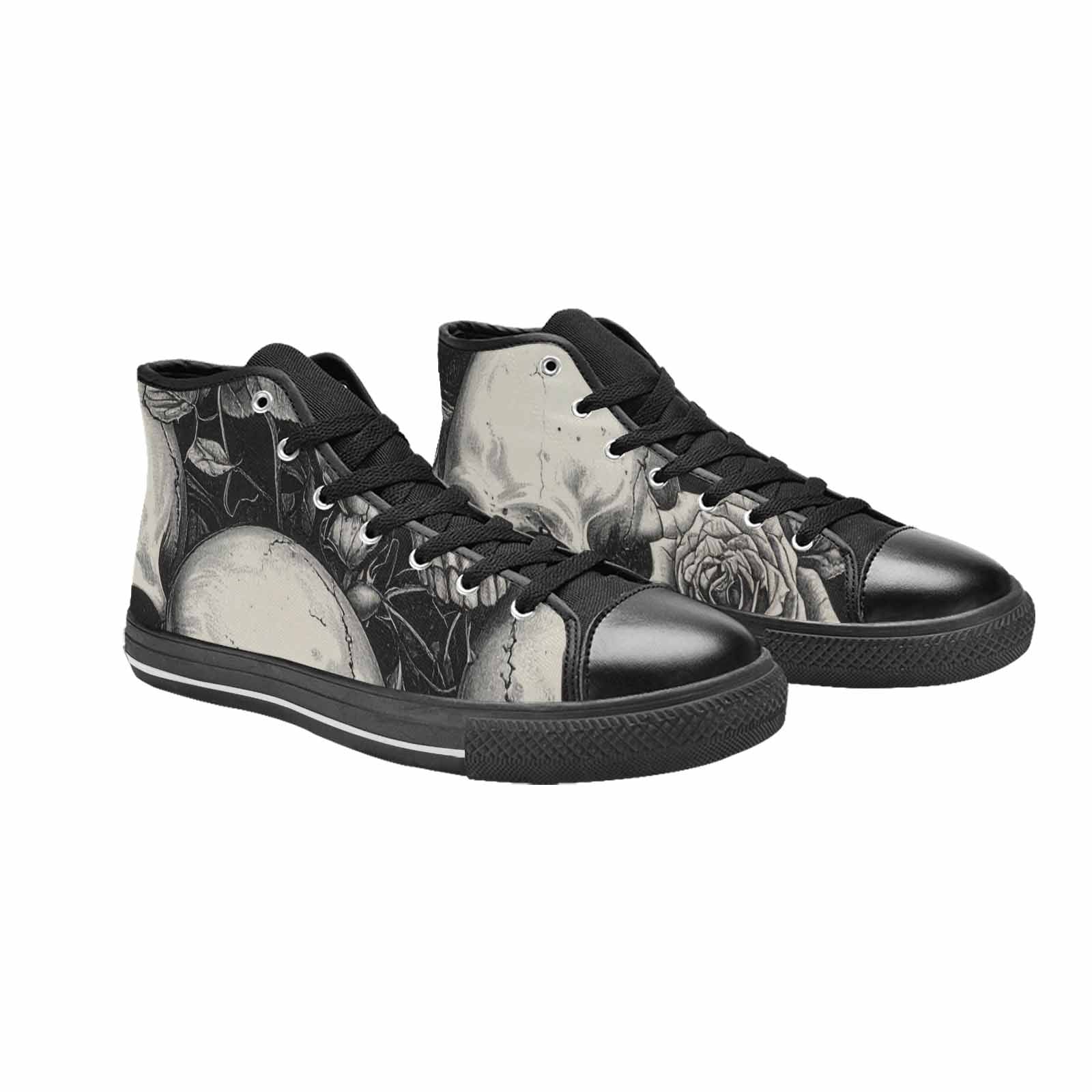 MEN'S Skulls Roses Pen Ink High Top Canvas Dreamcore Sneakers