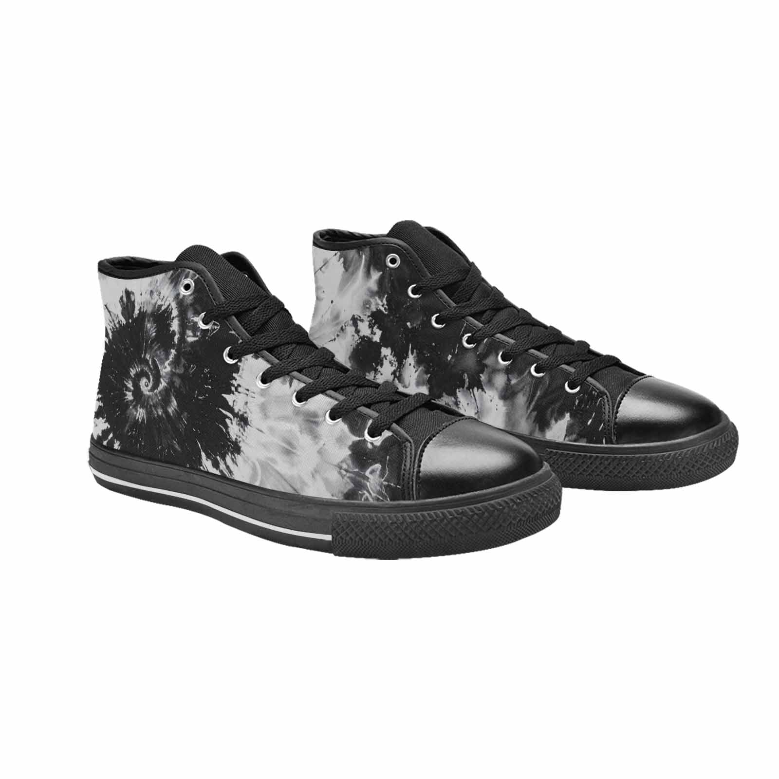 MEN'S Tie Dye Acid Wash Black White High Top Canvas Cottagecore Sneakers